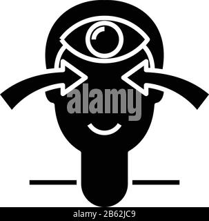 Wide view black icon, concept illustration, vector flat symbol, glyph sign. Stock Vector