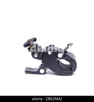 black clamp fastening isolated on white Stock Photo