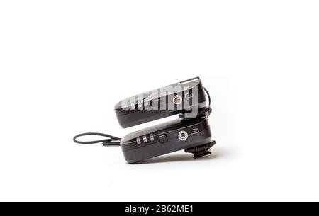 Trigger set for studio impulse flash lights. Wireless radio Stock Photo