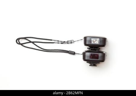 Trigger set for studio impulse flash lights. Wireless radio Stock Photo