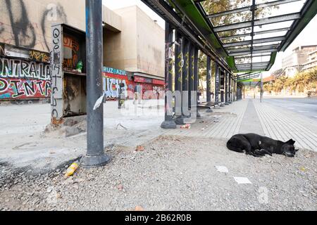 Santiago, Chile - March 01, 2020:  The destruction of Zone Zero Stock Photo