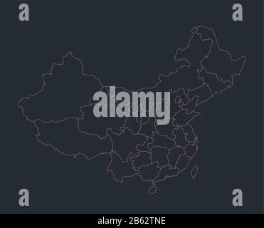 Infographics China map outline, flat design, color blue orange blank Stock Photo