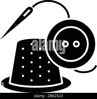 Thimble black icon, concept illustration, vector flat symbol, glyph sign. Stock Vector
