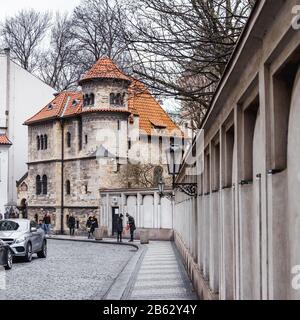 Old Claus Synagogue with Jewish museum in Quarter of Prague Stock Photo