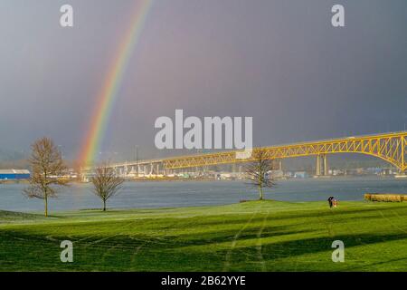 Rainbow, New Brighton Park, Vancouver, British Columbia, Canada Stock Photo