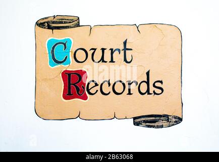 a vintage painted courtroom sign saying Court Records with copy space Stock Photo