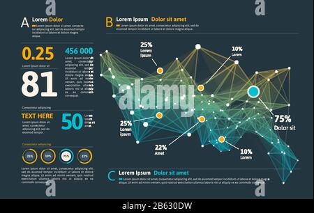 Futuristic infographic. Information aesthetic design. Complex data threads graphic visualization. Abstract data graph Stock Vector