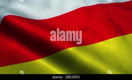 South Ossetia flag waving in the wind. National flag of South Ossetia. Sign of South Ossetia. 3d rendering. Stock Photo