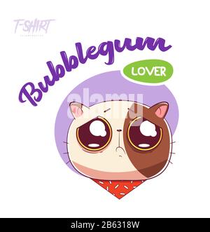 Sweet-tooth cat. Print on T-shirts, sweatshirts, cases for mobile phones, souvenirs. Stock Vector