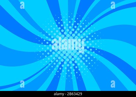 Comic blue sunbeam background retro pop art style cartoon Stock Vector