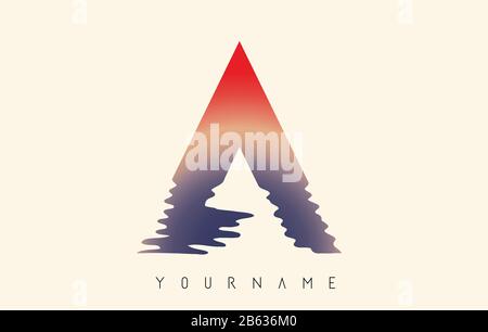 A Letter Logo Design with Water Effect and Sunset Gradient Vector Illustration. Stock Vector