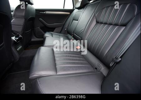 Interior of modern car with black back leather seat Stock Photo