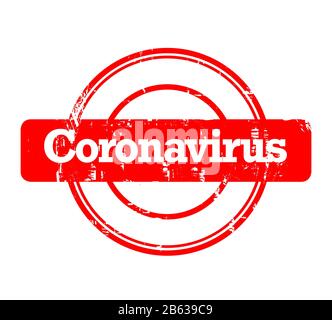 Coronavirus stamp in red isolated on a white background. Stock Photo