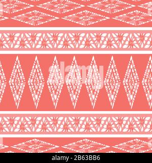 Vector red shibori diamond and triangle stripes abstract seamless pattern. Suitable for textile, gift wrap and wallpaper. Stock Vector