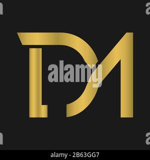 M&D Initial logo. Ornament gold Stock Vector