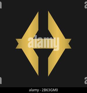 Abstract letter H logo with ribbon design , letter h monogram logo Stock Vector