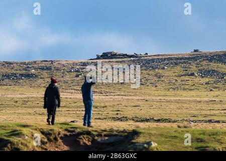 Showery Tor on the ridge at Rough Tor on Bodmin Moor in Cornwall. Stock Photo