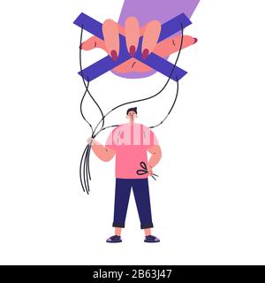 Happy man stop being manipulated and abused Stock Vector