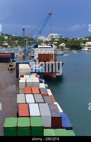 Container Port, Hamilton City, Pembroke Parish, Bermuda Stock Photo