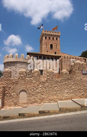 June 2019. Benisanó, Valencia, Spain. Tower belonging to the castle-palace of Benisanó, where the fortress and the stately residential are combined.