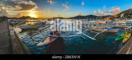 Paraw boat in Coron island in Palawan, Philippines Stock Photo