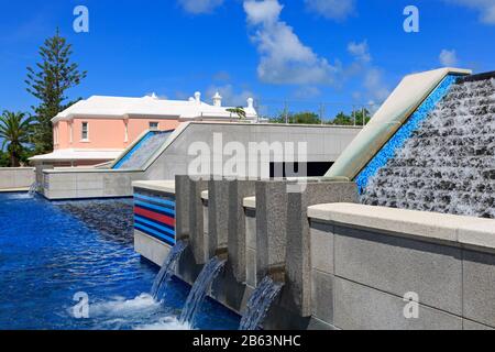 Bacardi Building fountain, Hamilton City, Pembroke Parish, Bermuda Stock Photo