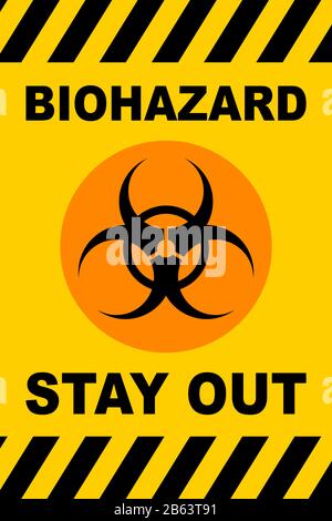 Biohazard Stay Out sign. Flat style. Isolated. Stock Vector