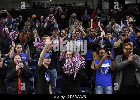 Chicago, Illinois, USA. 09th Mar, 2020. DePaul fans celebrate the teams victory at the Big East Tournament Finals NCAA game between (1) DePaul vs (2) Marquette at Wintrust Area in Chicago, Illinois. Dean Reid/CSM/Alamy Live News Stock Photo