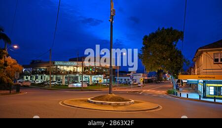 night view of the cbd in Murwillumbah in northern new south wales, australia Stock Photo