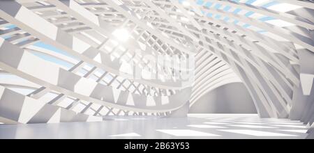 Colorful abstract panoramic background: geometric white ring.  ( Car backplate, 3D rendering computer digitally generated illustration.) Stock Photo