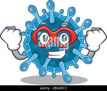A picture of microscopic corona virus in a Super hero cartoon character Stock Vector