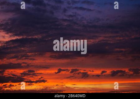 Evening sky. Bright pink sky with clouds. Colorful sunset Stock Photo
