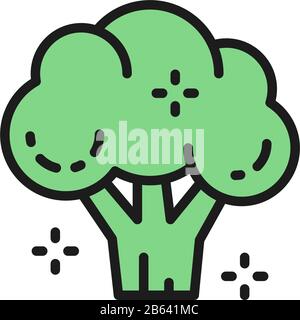 Broccoli, vegetable, healthy food flat color line icon. Stock Vector