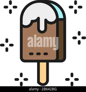 Vector ice cream flat color line icon. Stock Vector