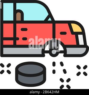 Car wheel replacement flat color line icon. Stock Vector