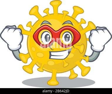A picture of corona virus diagnosis in a Super hero cartoon character Stock Vector
