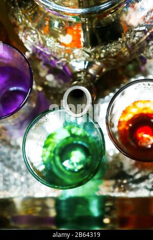 moroccan mint tea set, with teapot and cup Stock Photo