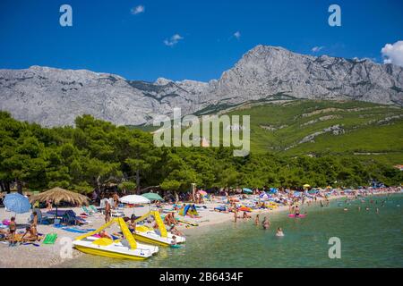 Beach, Promajna, Biokovo Mountains, Makarska Riviera, Dalmatia, Croatian Adriatic Coast, Croatia Stock Photo