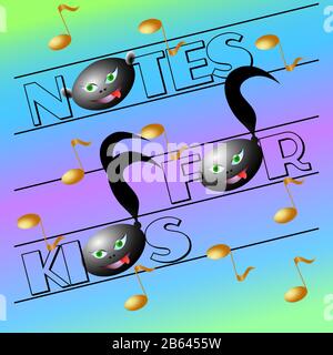 background for note book with notes and inscription for children Stock Vector