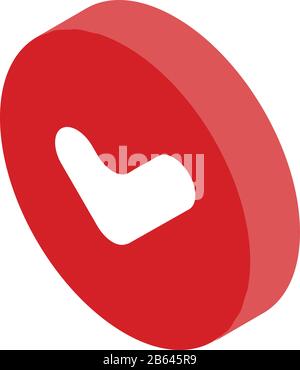 Red approved icon, isometric style Stock Vector