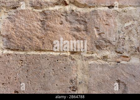 White and yellow dirty bricks background wall Stock Photo