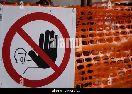No access for unauthorized persons, unauthorized warning sign Stock Photo