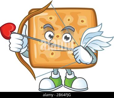 Sweet cartoon character of crackers Cupid with arrow and wings Stock Vector