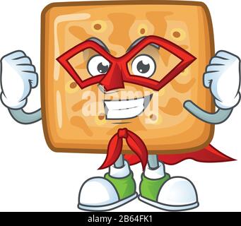 A picture of crackers dressed as a Super hero cartoon character Stock Vector