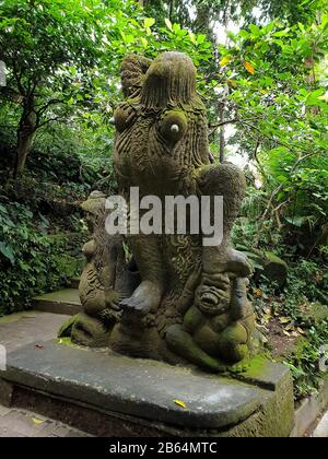 Statue, Sacred Monkey Forest Sanctuary, Ubud, Bali, Indonesia Stock Photo