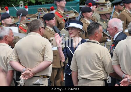 Fromelles ,France:17 Jul,2010 Australian Governor General Her excellency Quentin Bryce at the reinterment of the Unknown Soldier (WWI) Pheasant Wood, Fromelles France  Jayne Russell/Alamy Stock Image Stock Photo