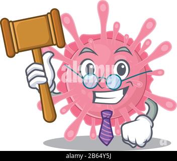 Charismatic Judge corona virus germ cartoon character design wearing cute glasses Stock Vector