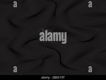 Abstract black wave lines pattern on dark background and texture. Vector illustration Stock Vector