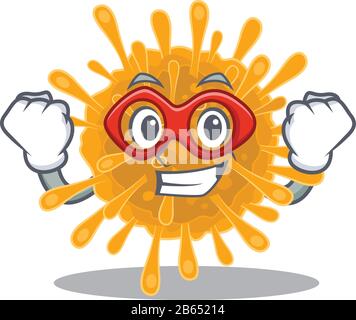 A picture of coronaviruses in a Super hero cartoon character Stock Vector