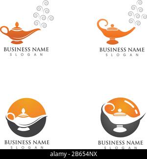 Magic lamp logo vector illustration  design Stock Vector